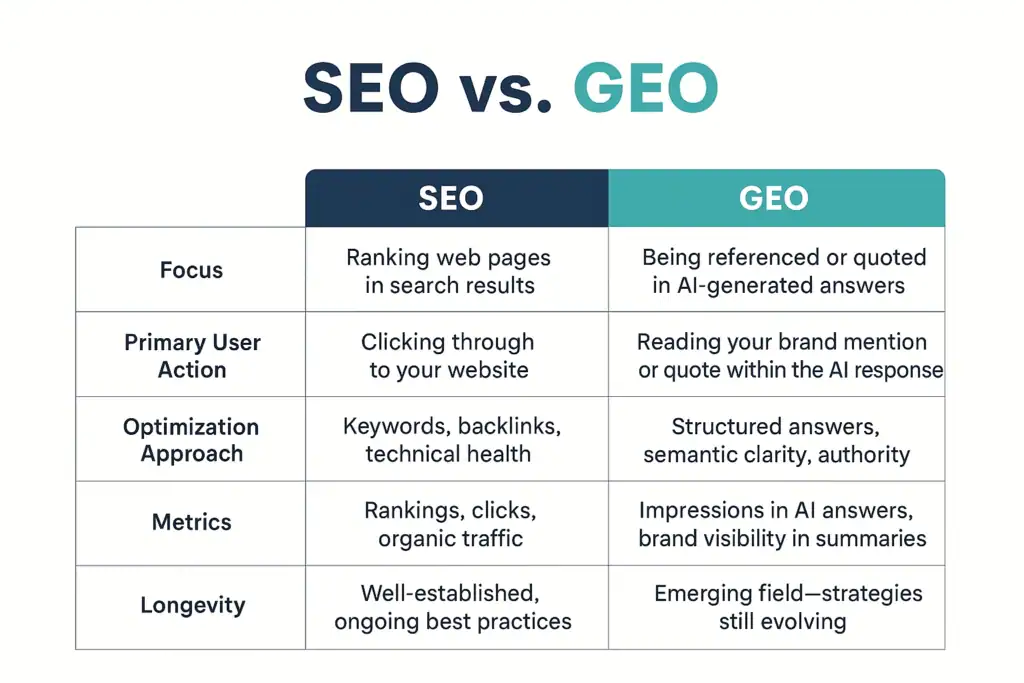 GEO vs SEO - Generative Engine Optimization vs Search Engine Optimization