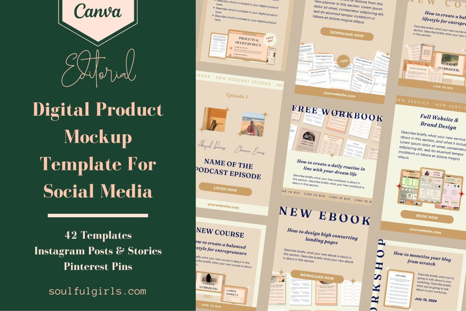 Digital ebook product mockup for social media and blogging