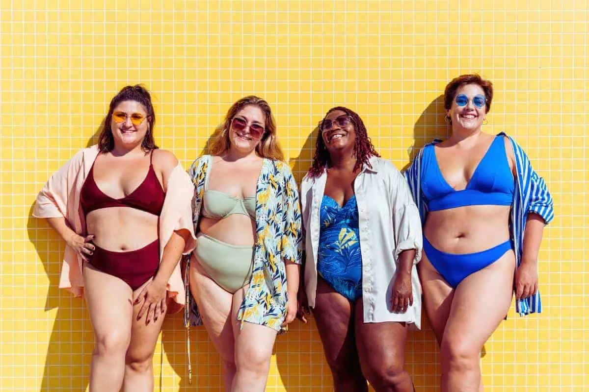 Confident plus-size woman wearing bright colors