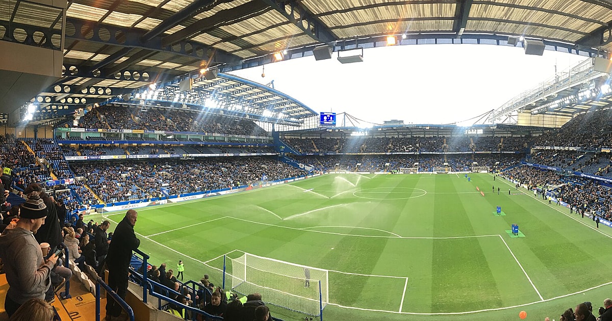 Panoramic view of Stamford Bridge stadium during Premier League match