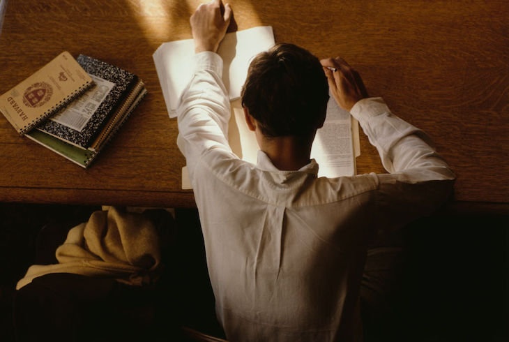 English literature student reading writing