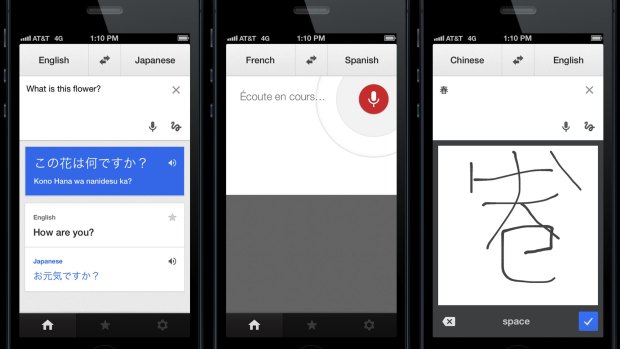 Smartphone displaying real-time translation interface