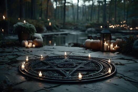 Círculo de protección mágico en el bosque