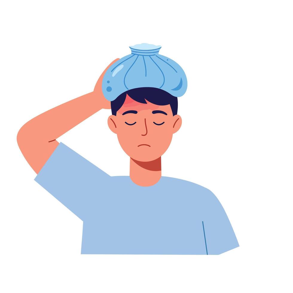 Person using ice pack on head for migraine relief