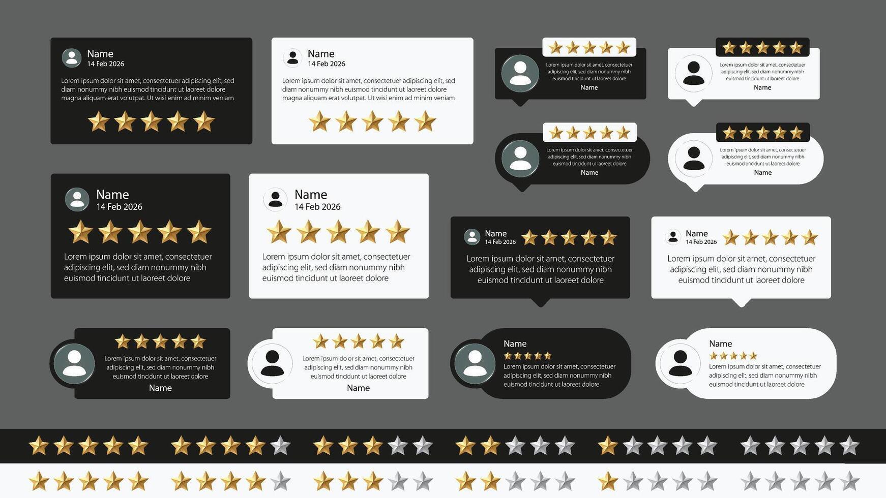Customer review interface with 5-star ratings