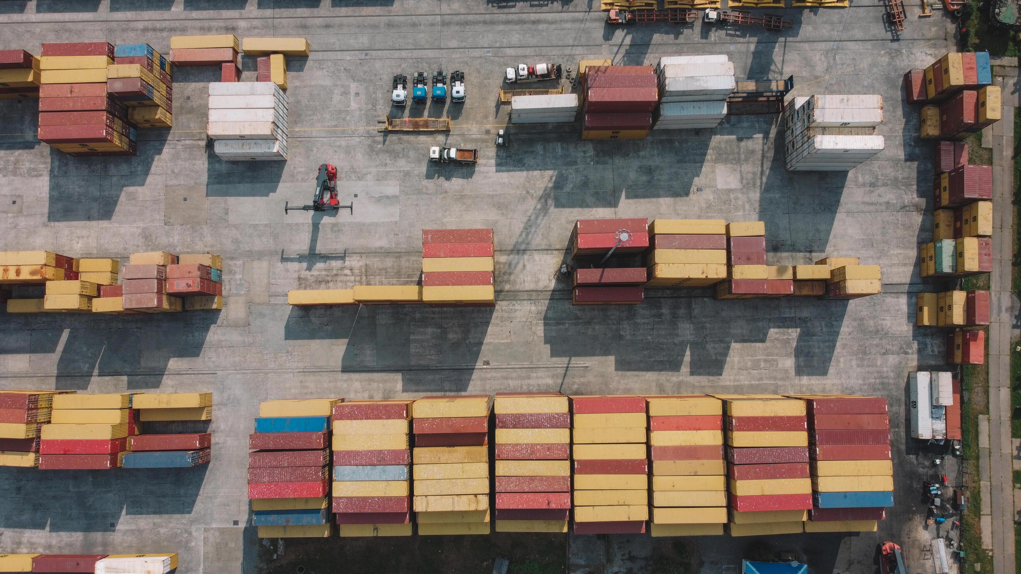 Aerial view of container yard