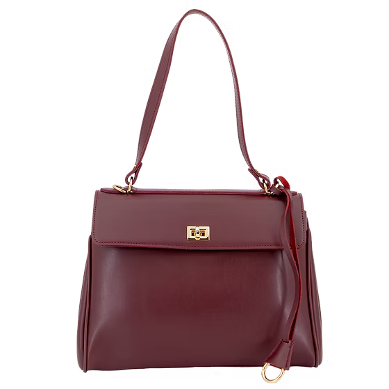 Kondra Structured Vegan Leather Satchel Burgundy