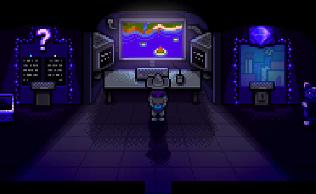 Sebastian from Stardew Valley in his dark room with computer