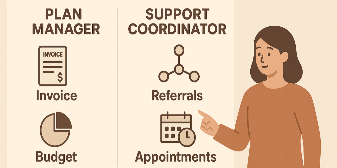 Plan management vs support coordination comparison infographic