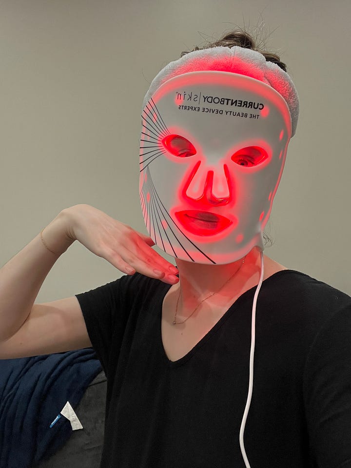 Cillian Murphy using LED light therapy mask for skincare