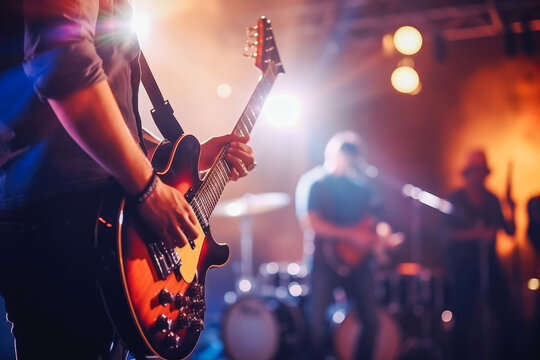 Live band performing on stage with professional lighting