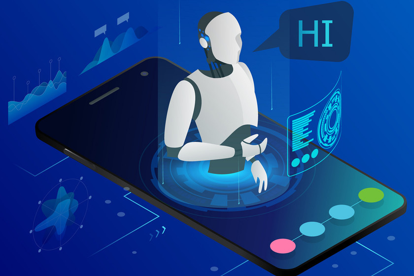 Smartphone with glowing neural network overlay