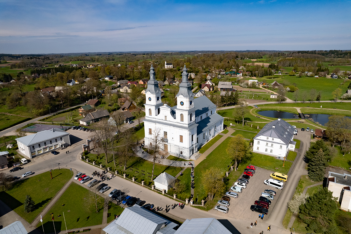 Aerial view of Žemaičių Kalvarija church