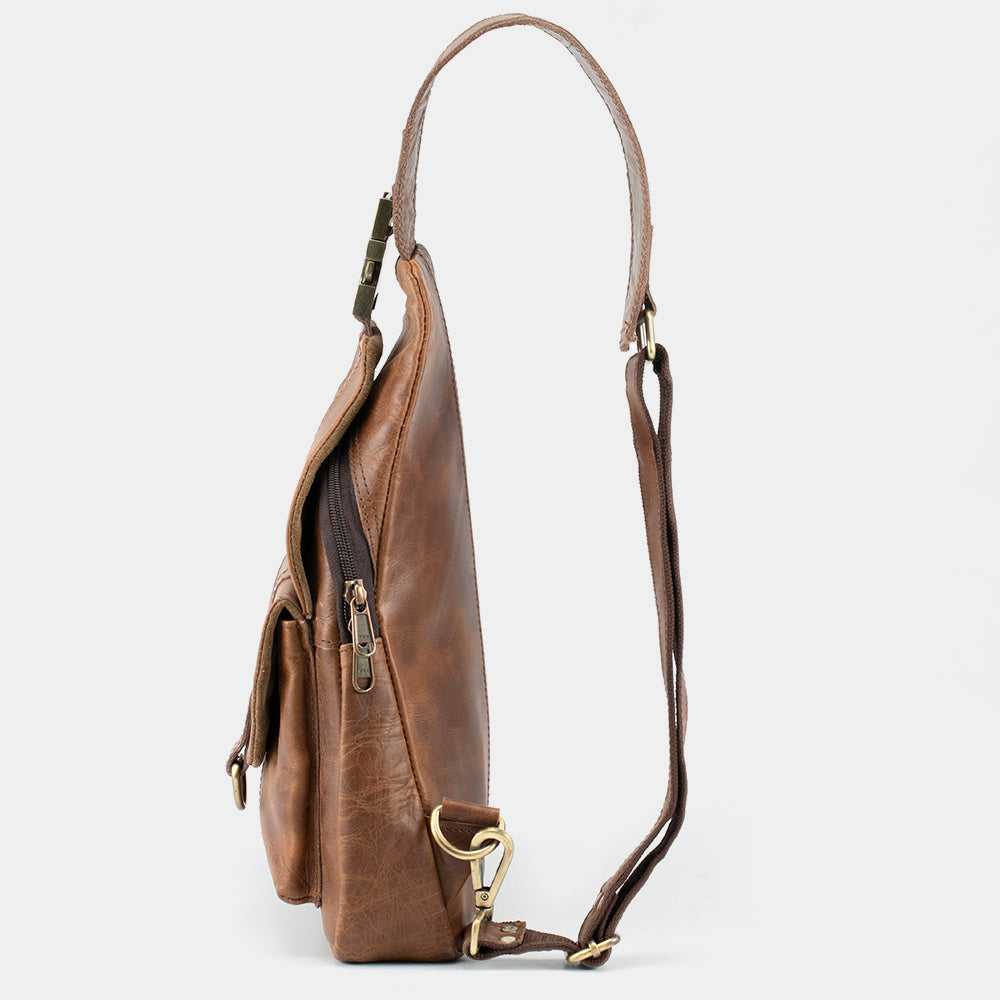 The Real Leather Co. Brown Leather Crossbody Bag