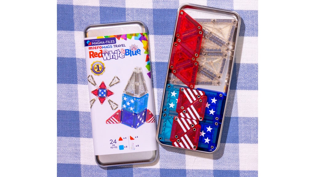 Magna-Tiles MicroMAGS Red White Blue 24-Piece Travel Set