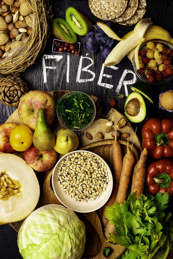 High fiber foods flat lay