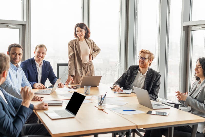 Corporate business team meeting in modern office