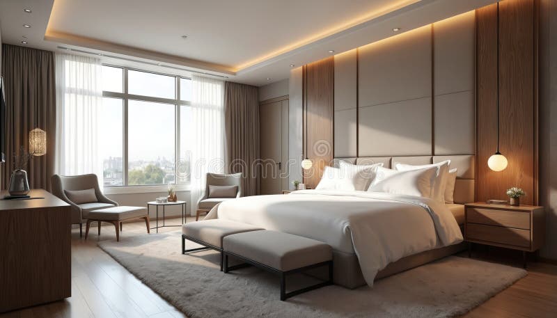 Modern luxury hotel room interior