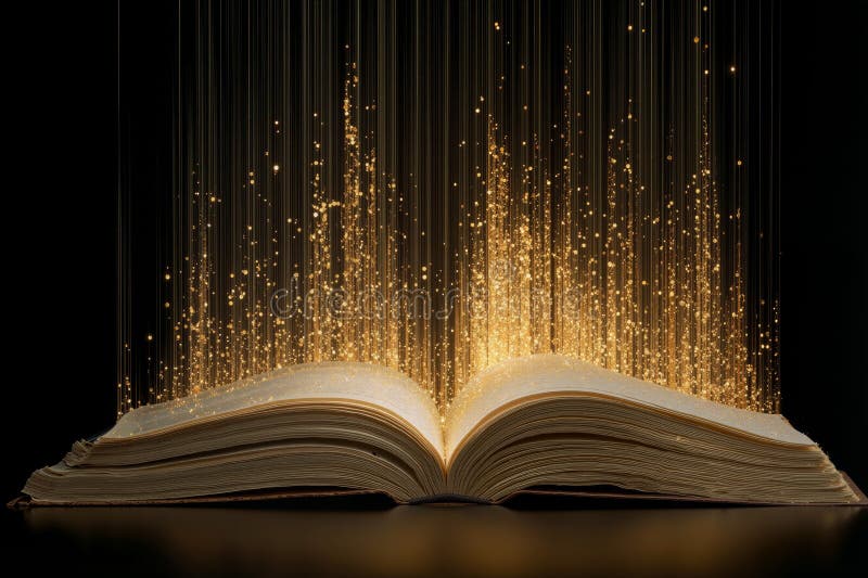 Libro mágico con luz dorada