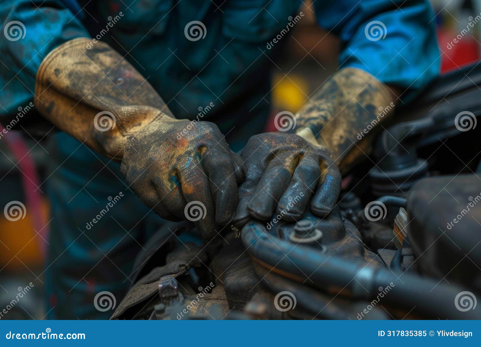 Professional mechanic working on car engine