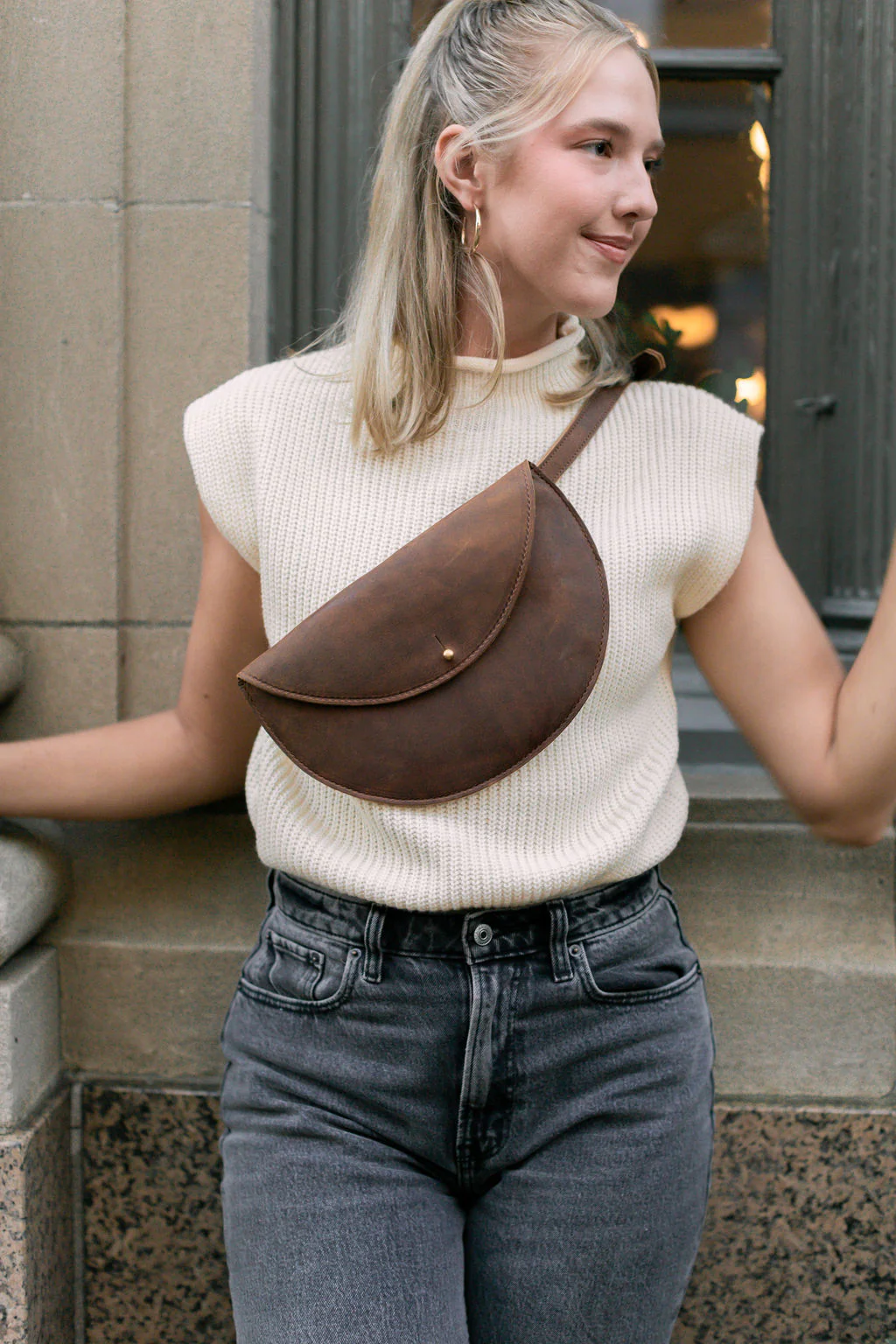 Urban Southern Half-Moon Leather Belt Bag