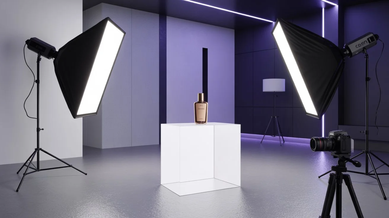 Luxury product photography with professional studio lighting