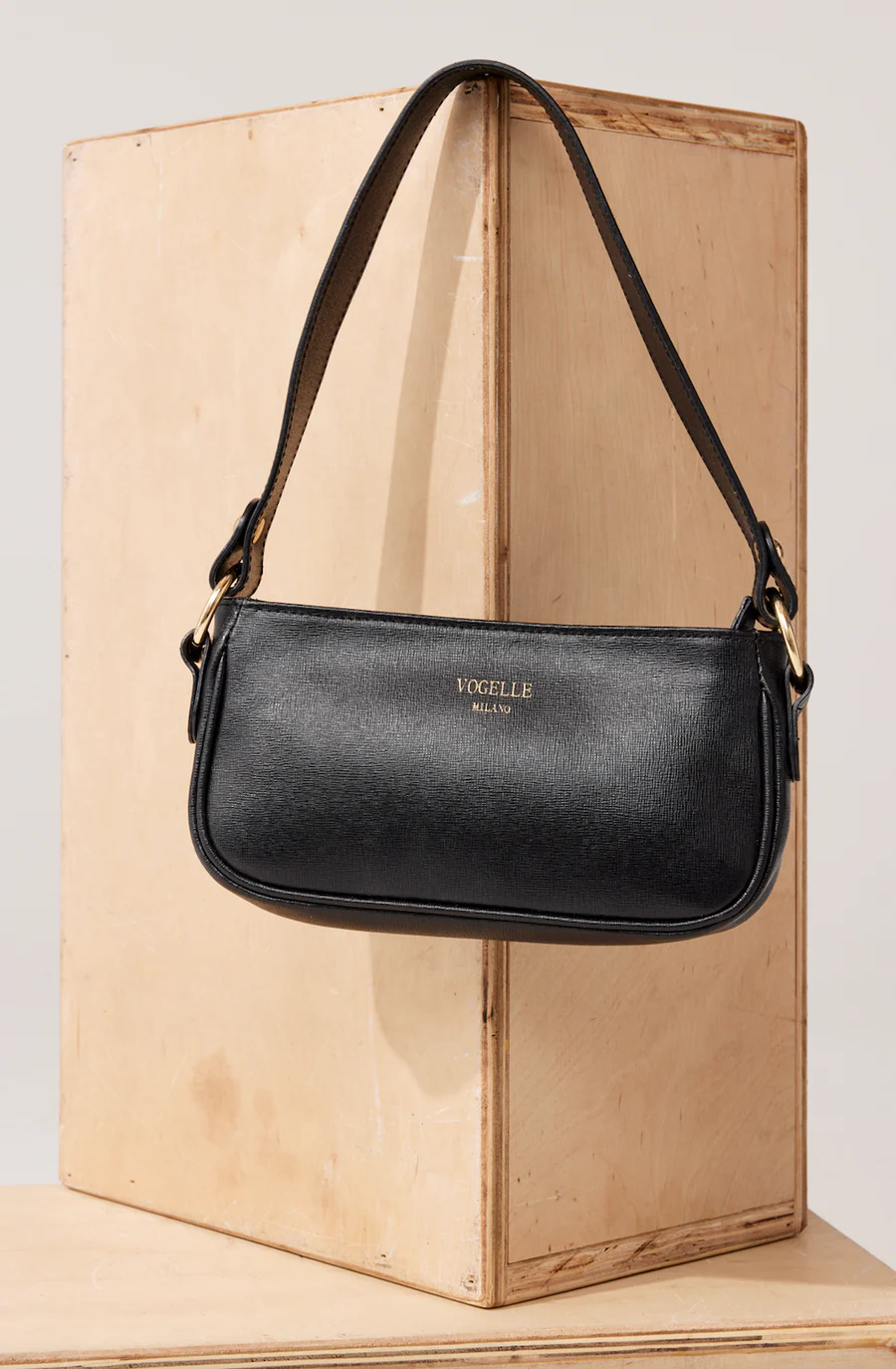 Vogelle Original Black Leather Shoulder Bag