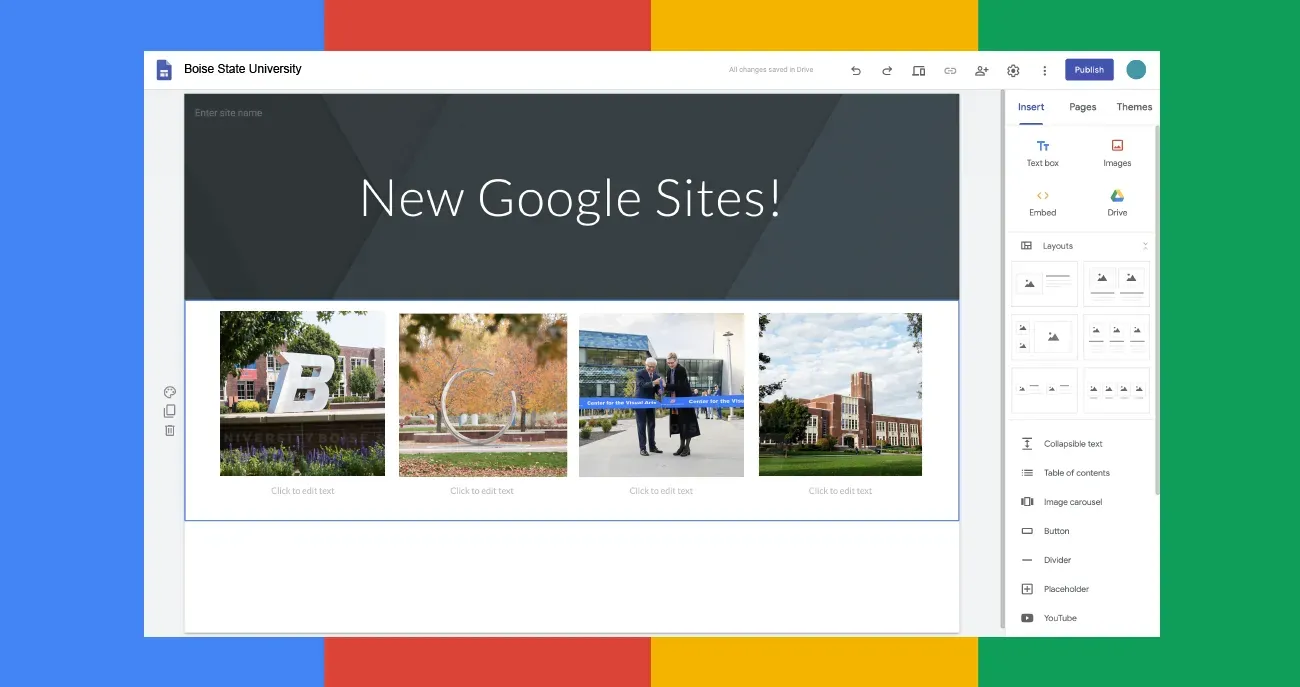 Google Sites free website builder interface