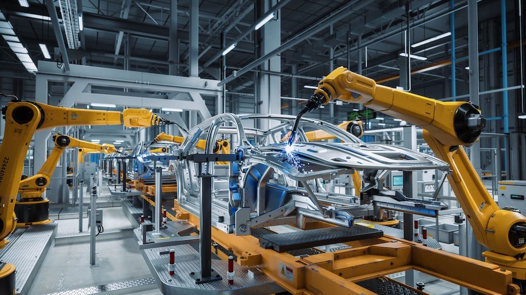 Robotic equipment in a manufacturing facility