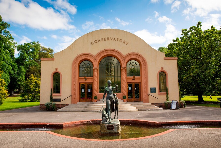 Conservatory building exterior in Fitzroy Gardens