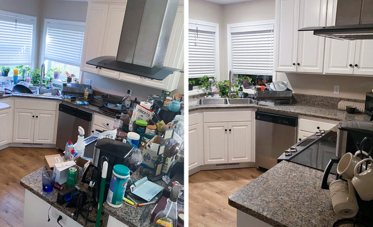 Kitchen before and after cleaning transformation