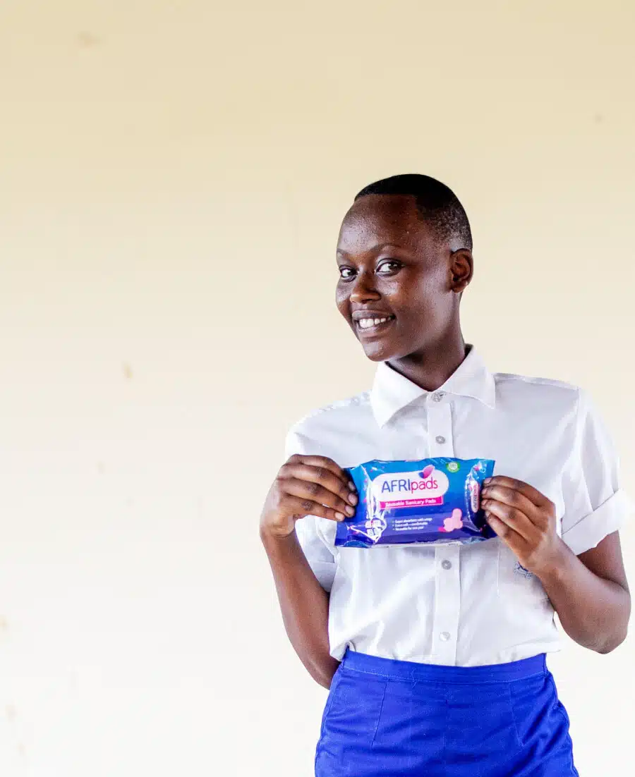 Schoolgirl with sanitary pads