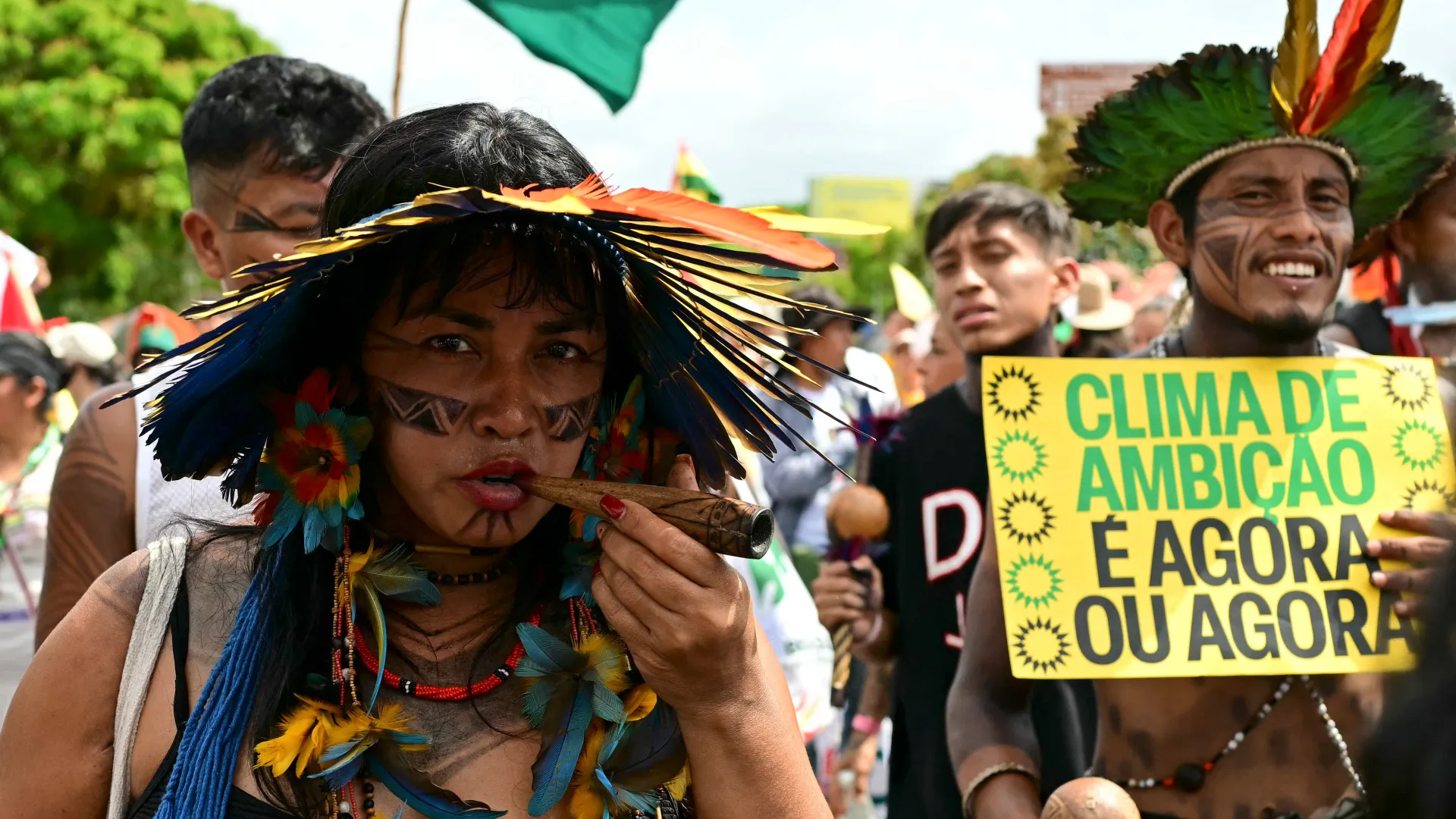 Protesto indígena Amazônia Brasil mudanças climáticas COP30