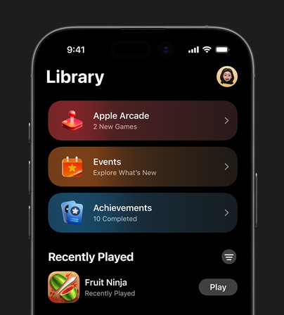 iPhone Apple Arcade 游戏库显示多款独占游戏