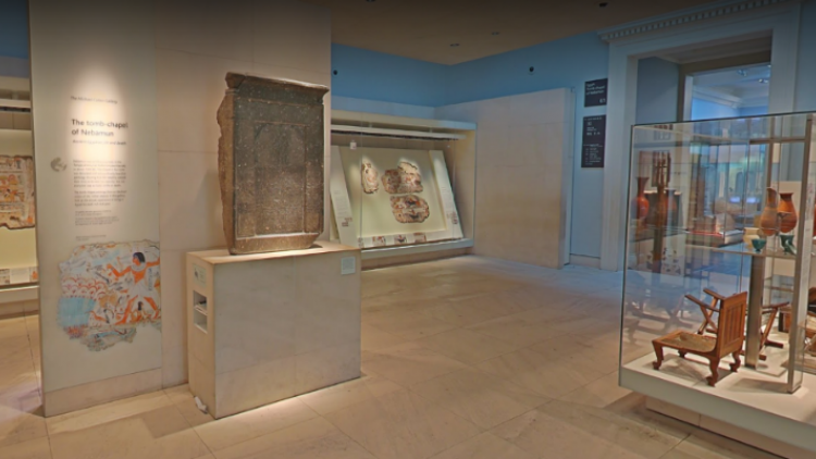 British Museum gallery displaying ancient Egyptian artifacts