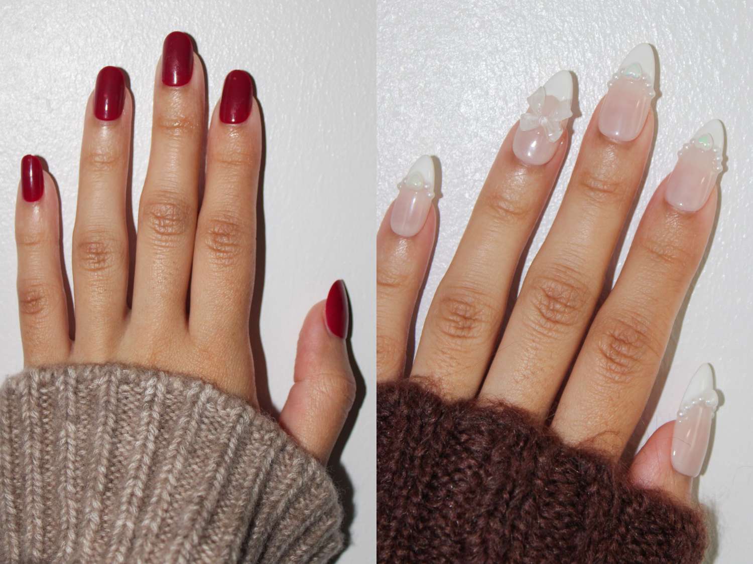 Press-on nail application hand