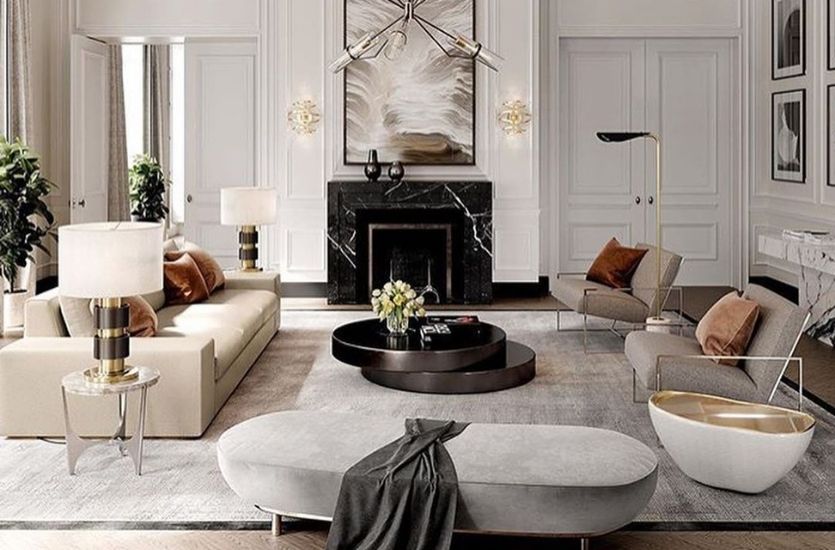 Elegant finished living room interior