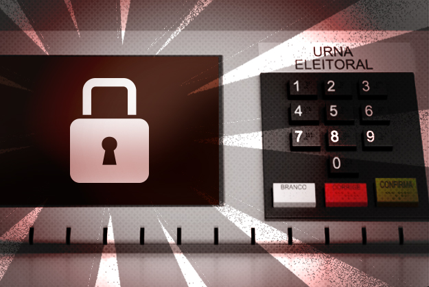 Ilustração de segurança da urna eletrônica com cadeado digital e teclado numérico