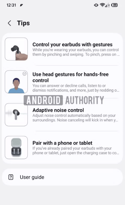 Samsung Galaxy Buds 4 Pro head gesture controls settings