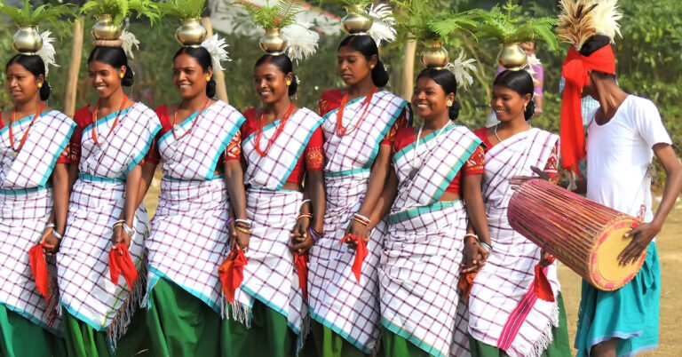 Juang tribal women in traditional dress representing community strength