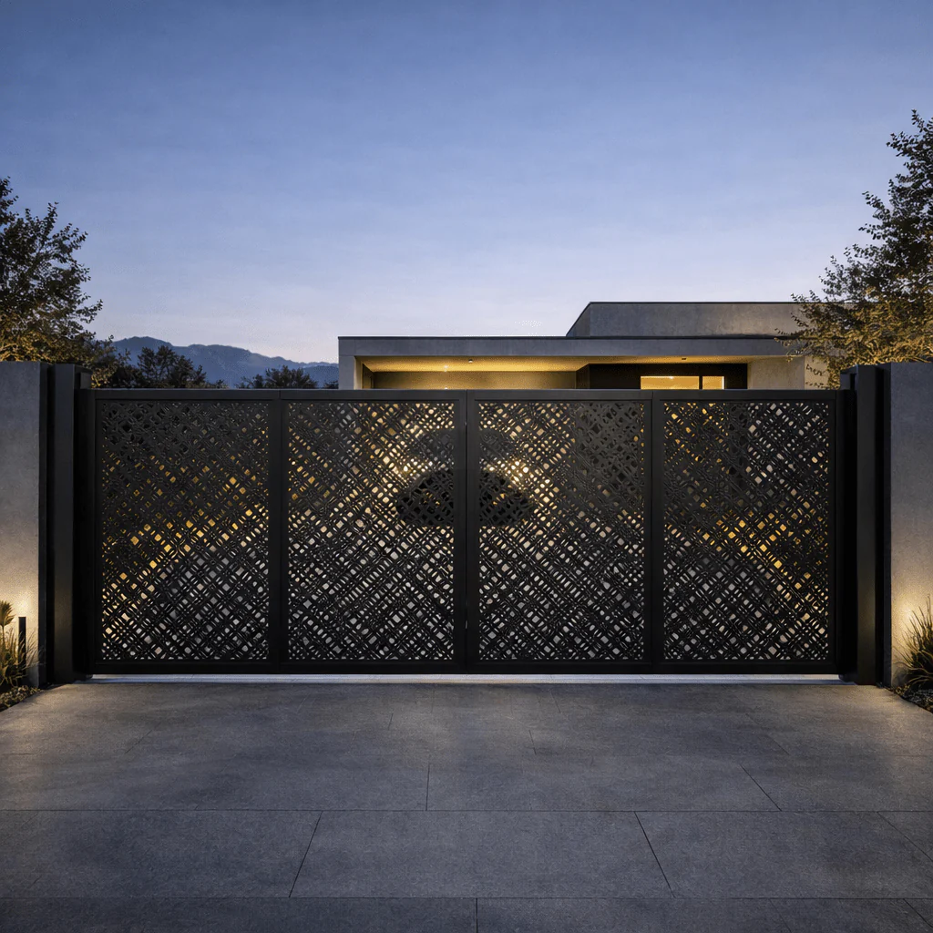 Portón automático arquitectónico con diseño laser-cut