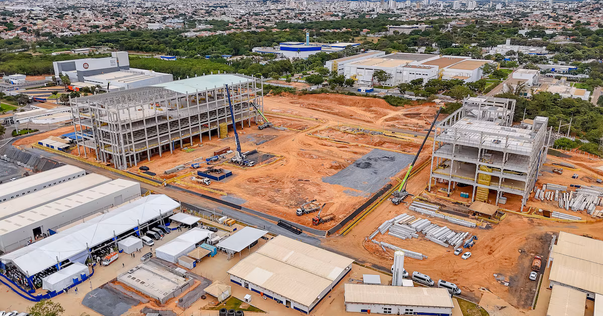 Vista aérea da expansão da fábrica da Novo Nordisk em Montes Claros, Minas Gerais