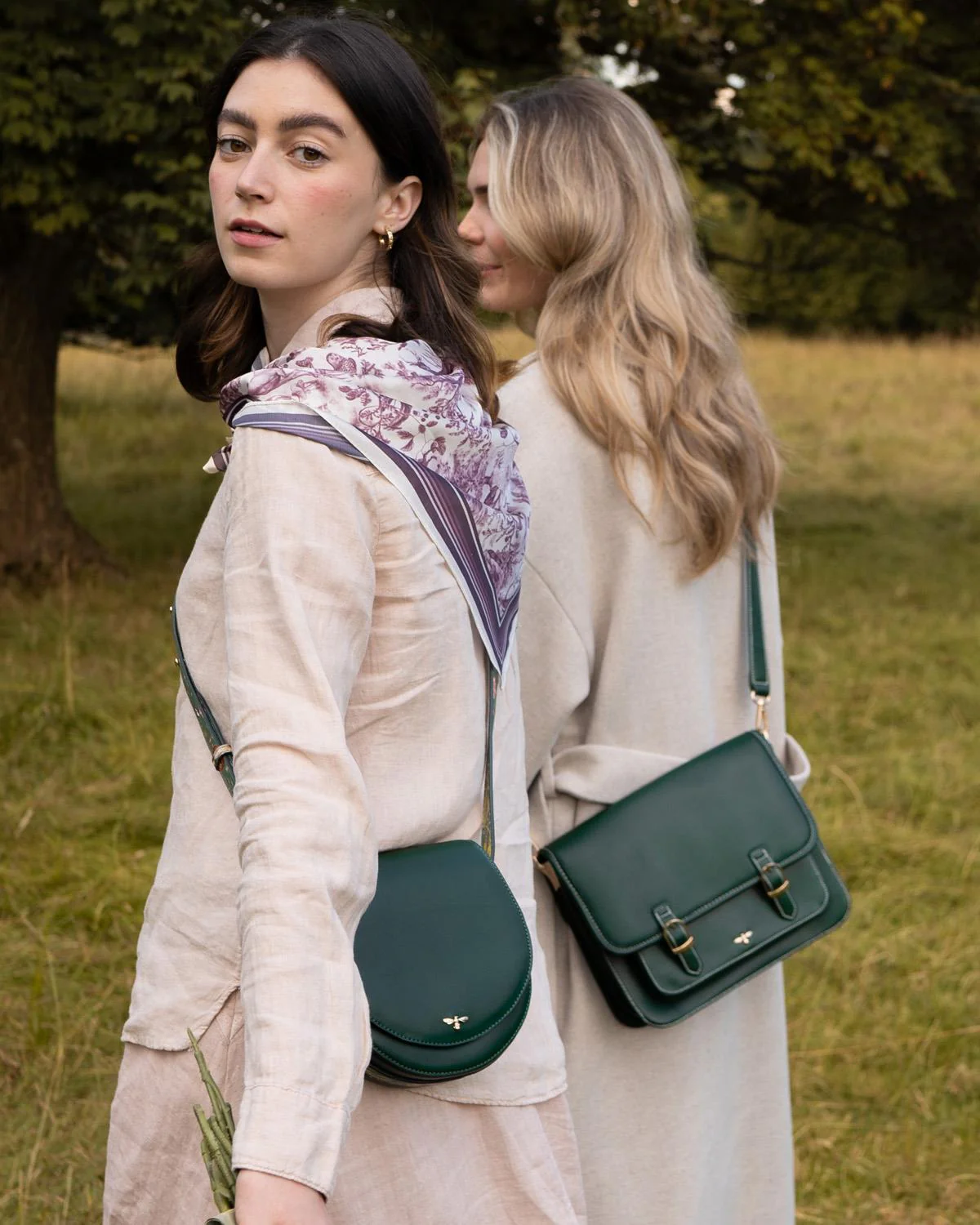 Green Leather Satchel Crossbody
