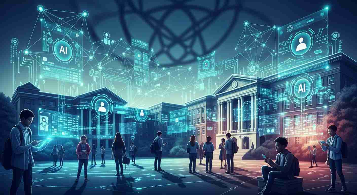 人工智能与高等教育的抽象背景图