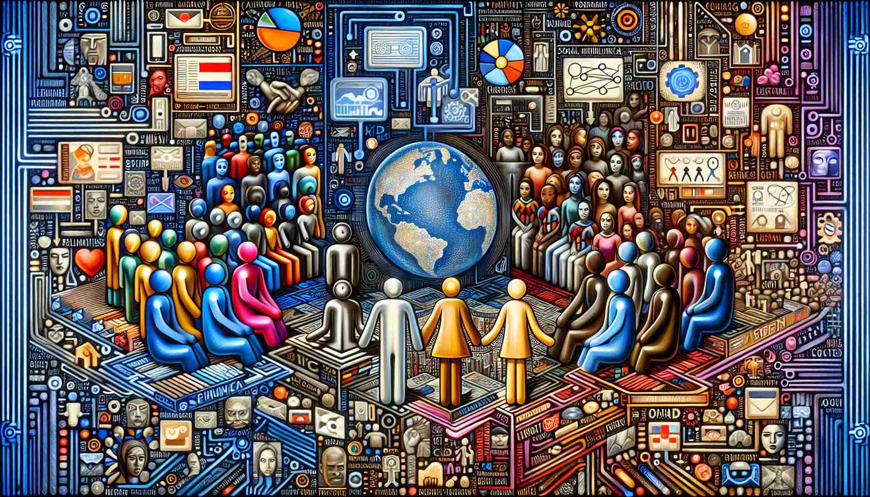 人工智能与人类关系的抽象概念图