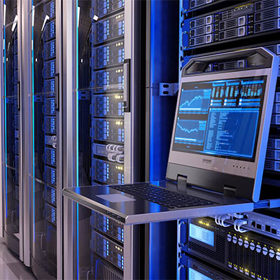Enterprise server room with IT infrastructure