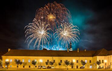 Autumn fireworks over Brno, Czech Republic