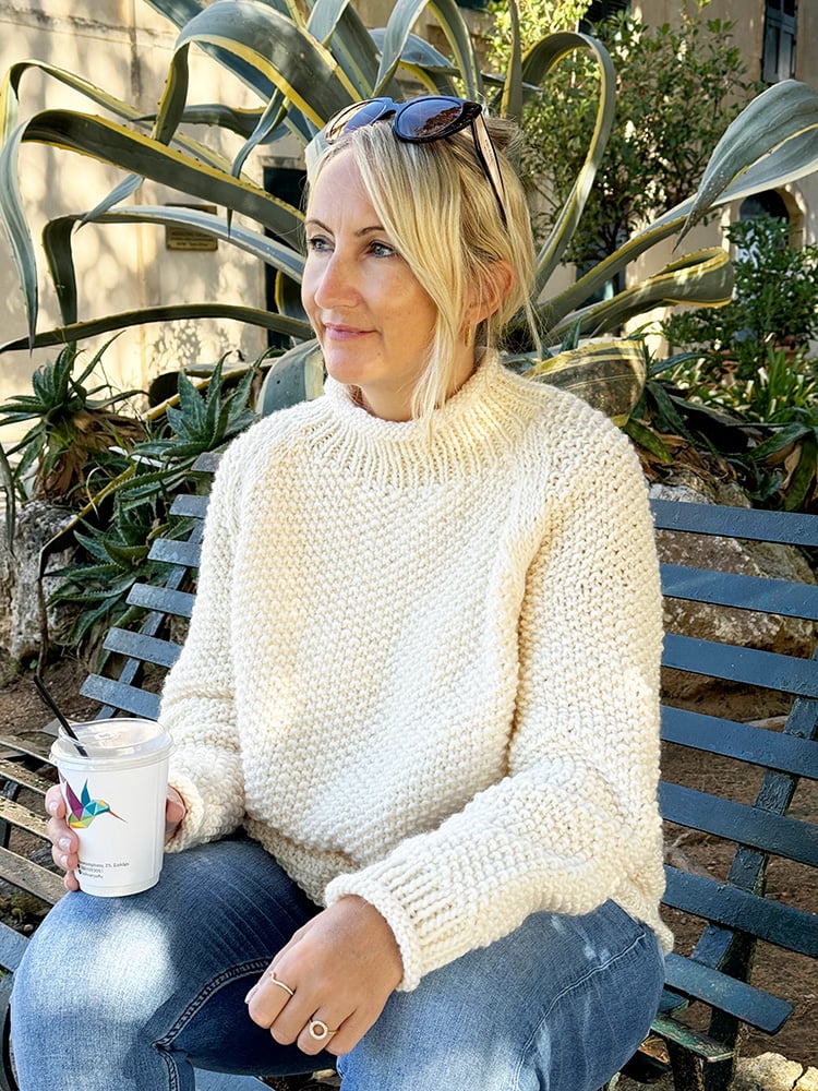 Cozy Cottage Moss Stitch Sweater Knitting Pattern (Women's) - Handy Little Me
