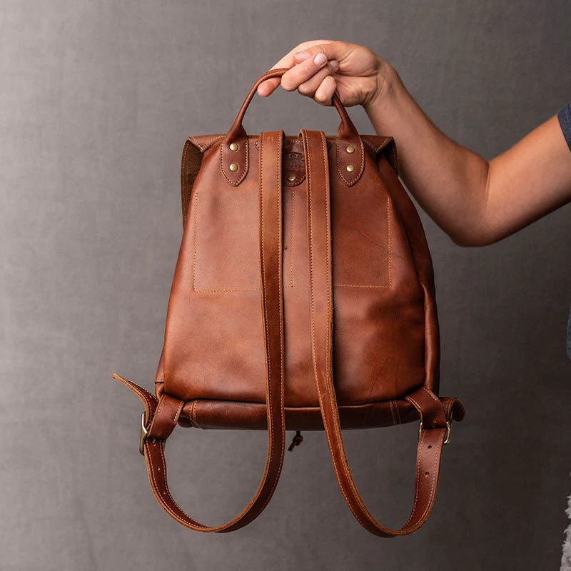 Holtz Co. Emerson Fine Leather Backpack Purse Brown