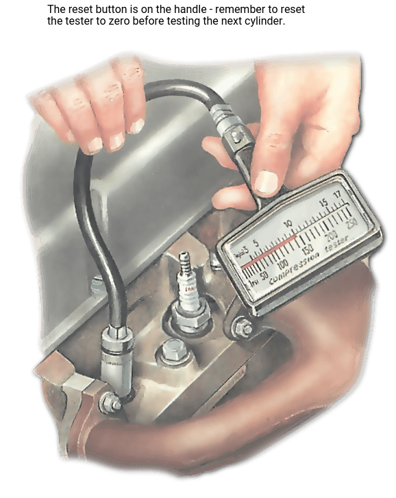 P0300 Cylinder Compression Test showing mechanic removing spark plug and threading compression gauge into cylinder head